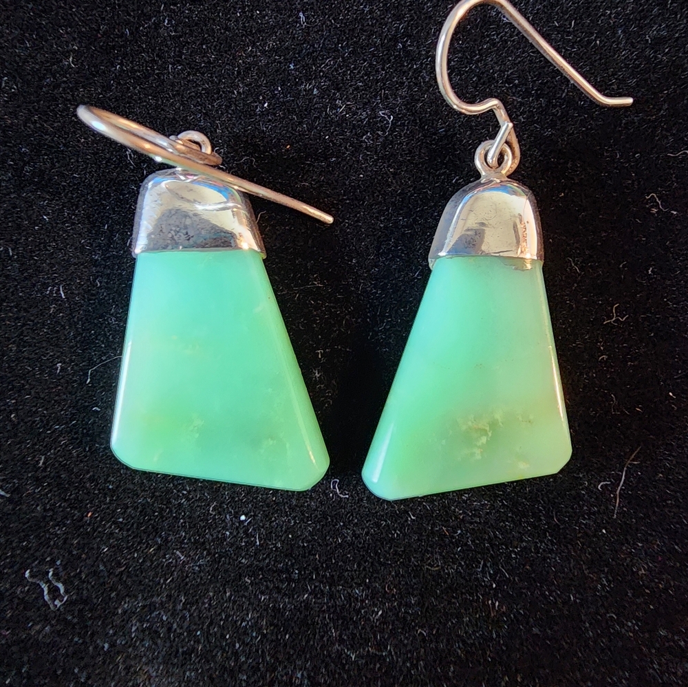 Handmade Silver and Chrysoprase Earrings